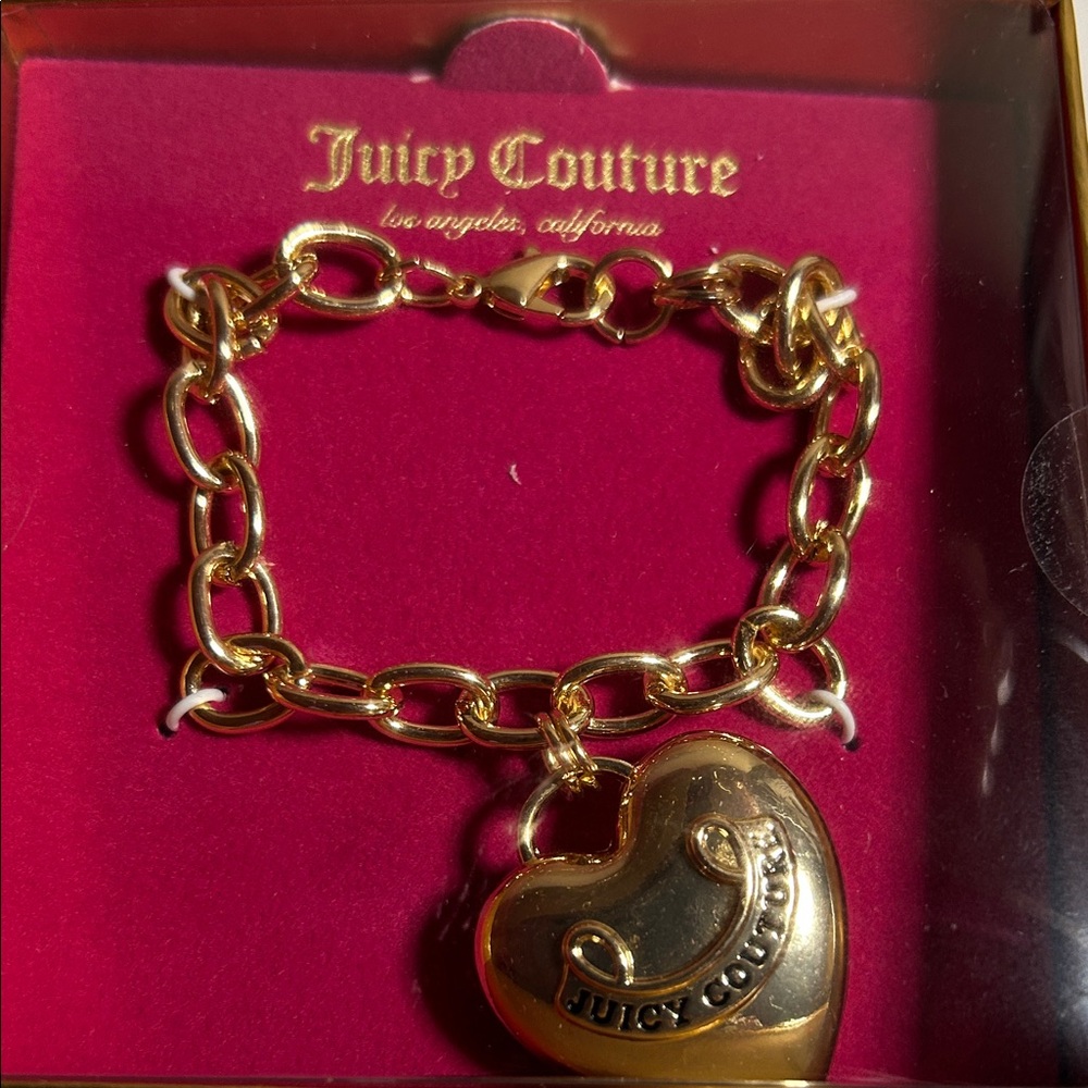 Juicy Couture Gold Chain Bracelet with Heart Charm